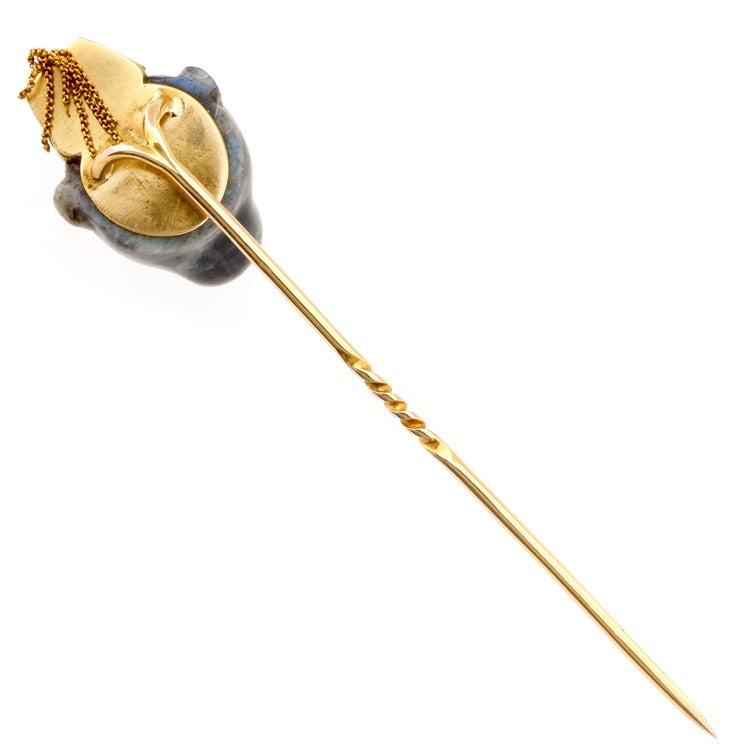 Labradorite, Ruby and Diamond Victorian Stick Pin