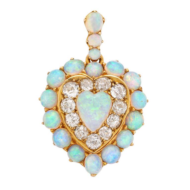 Renaissance Revival Carved Opal Cameo Pendant For Sale at 1stDibs