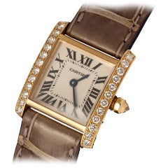 Cartier Lady’s Rose Gold and Diamond Tank Francais Wristwatch