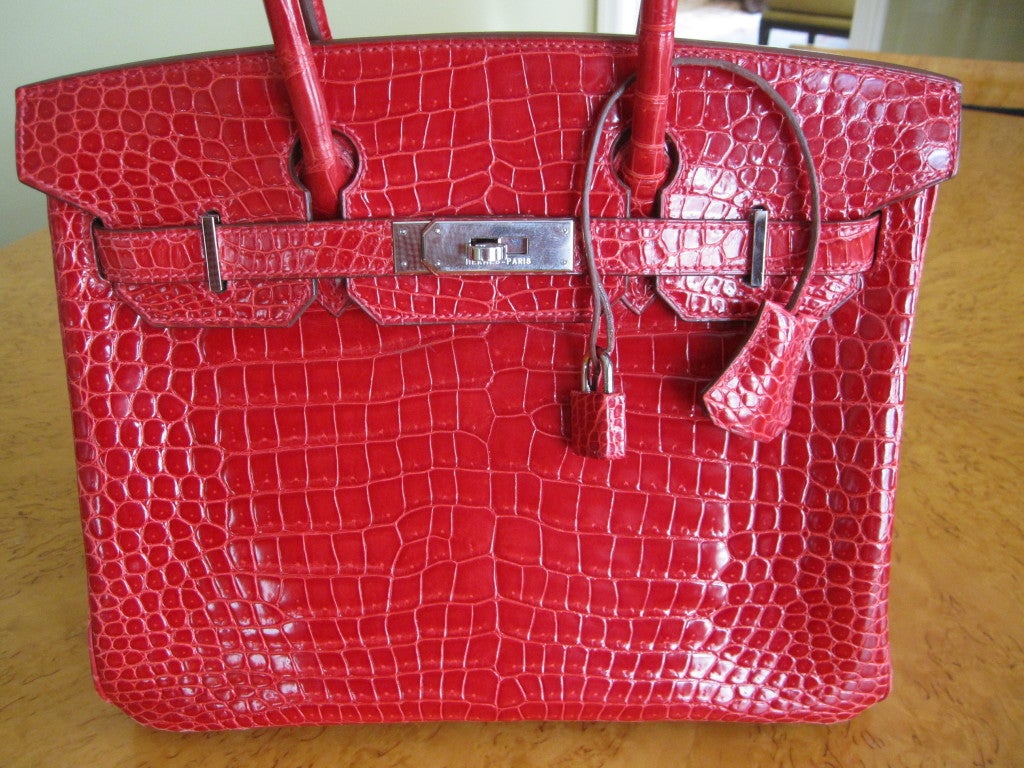 Hermes 30cm Red Crocodile Birkin Bag at 1stDibs