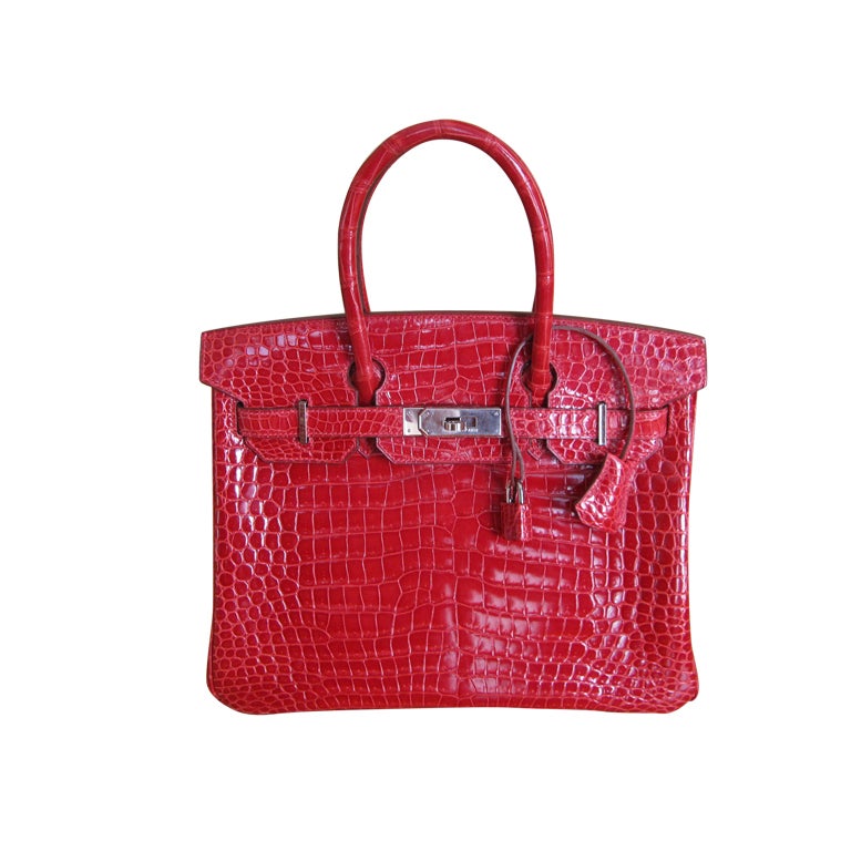 Hermes 30cm Red Crocodile Birkin Bag