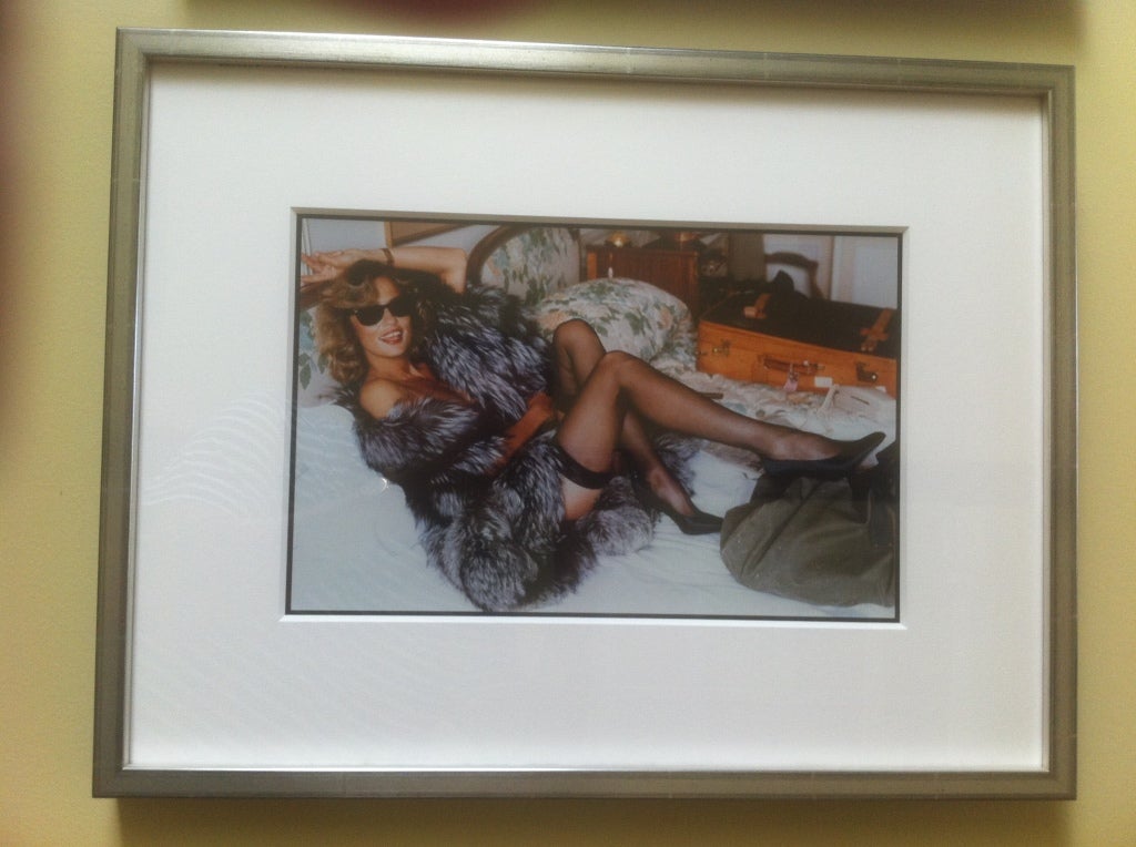 Helmut Newton original photograph of Lauren Hutton in Fox
Framed

Print appx 9