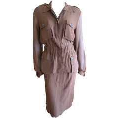 Vintage Yves Saint Laurent by Tom Ford sheer silk Safari suit