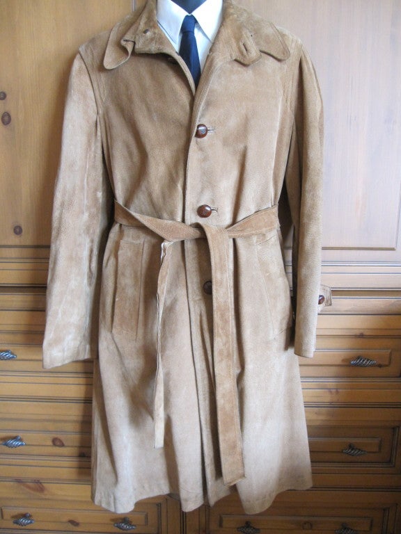 Men's Gucci 1970's suede men's belted trench coat
