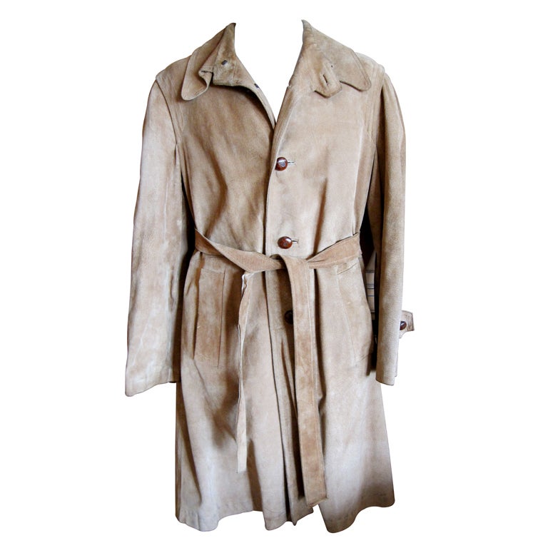 Gucci 1970's suede men's belted trench coat at 1stDibs