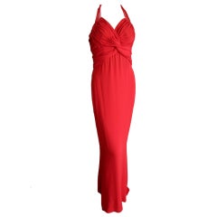 Emanuel Ungaro rauched knot  sexy red dress