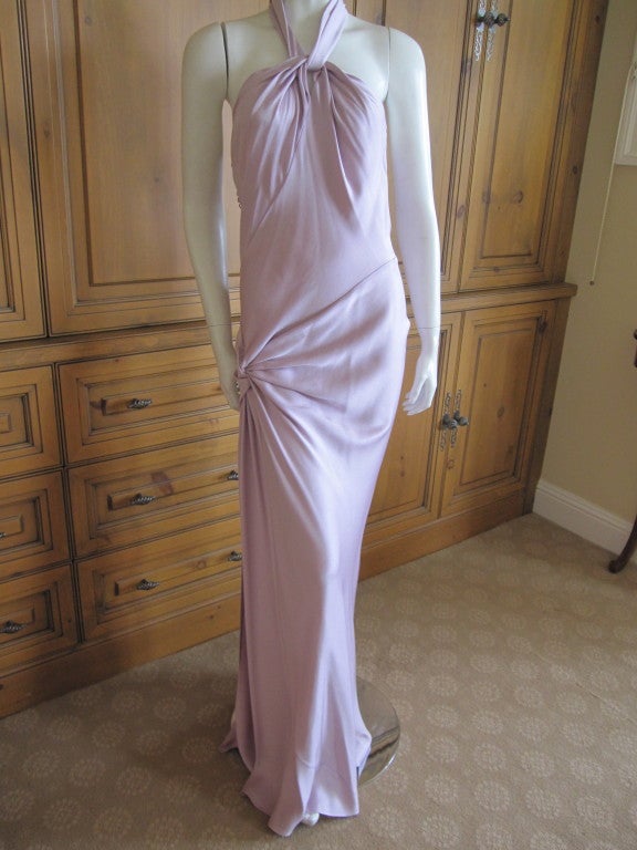 Christian Dior lilac silk bias cut halter dress at 1stdibs