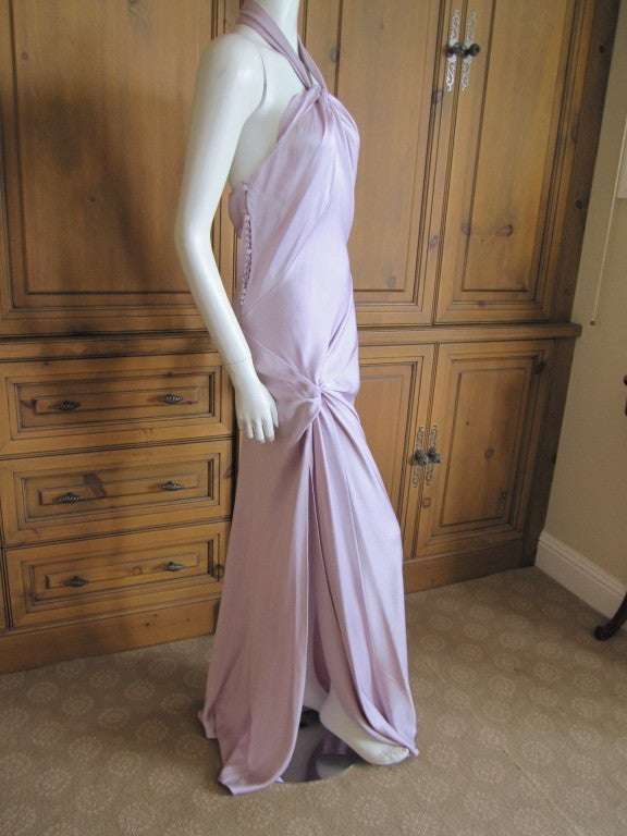 Women's Christian Dior lilac silk bias cut halter dress