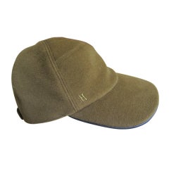 Hermes leather trimmed Angora cap