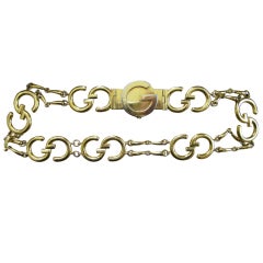 Gucci bold vintage gold logo link belt