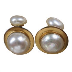 Yves Saint Laurent Rive  vintage pearl gold cufflink
s