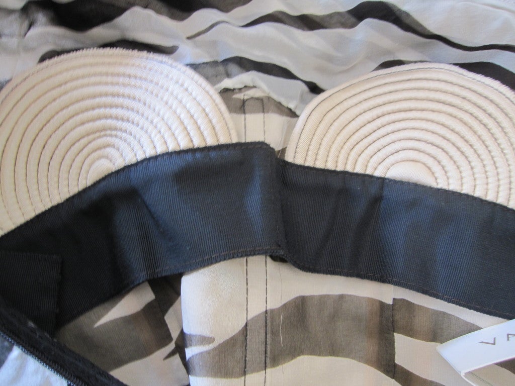 Valentino silk chiffon zebra print one shoulder dress 4