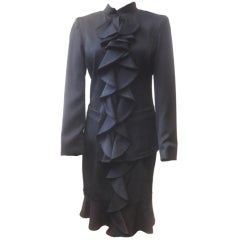 Yves Saint Laurent by Tom Ford Fall 2004 ruffled suit sz 34
