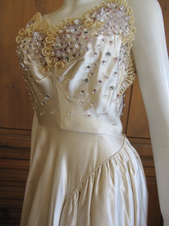 Women's Nina Ricci 1950' s Haute Couture silk dress with embelishments