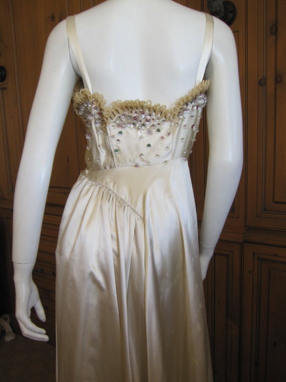 Nina Ricci 1950' s Haute Couture silk dress with embelishments 3