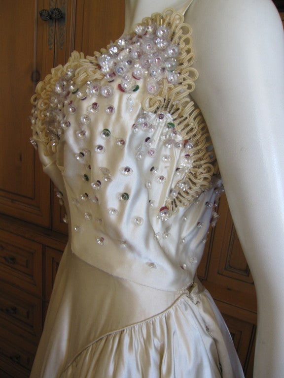 Nina Ricci 1950' s Haute Couture silk dress with embelishments 1