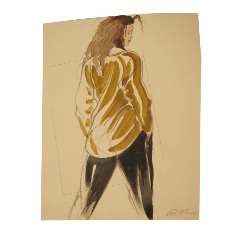 Antonio Lopez original illustration 1980
s for Italian Vogue
