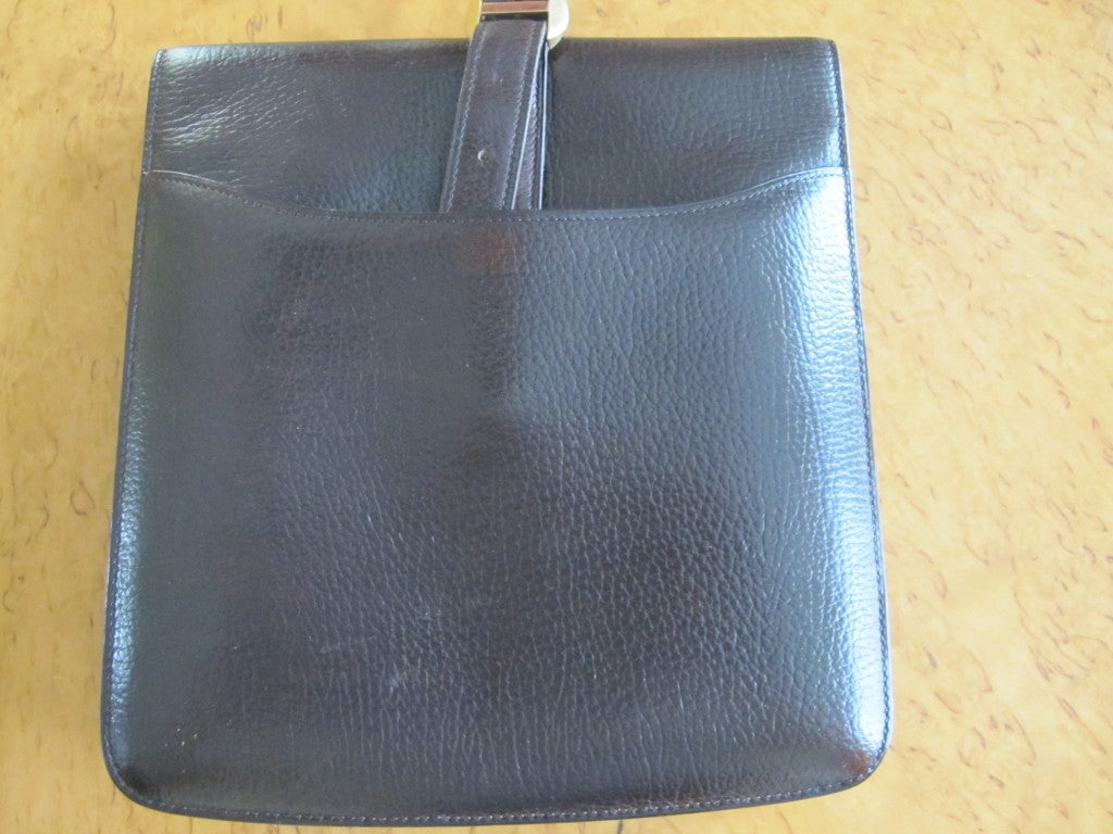 Hermes vintage Mens brown leather shoulder bag 1