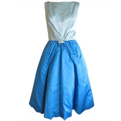 Estevez blue silk day dress with sexy low back
