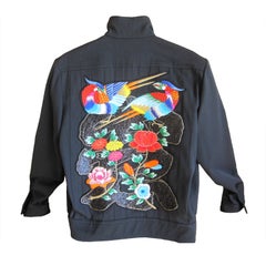 Kansai Yamamoto 1982 mens black jacket with embroidered birds