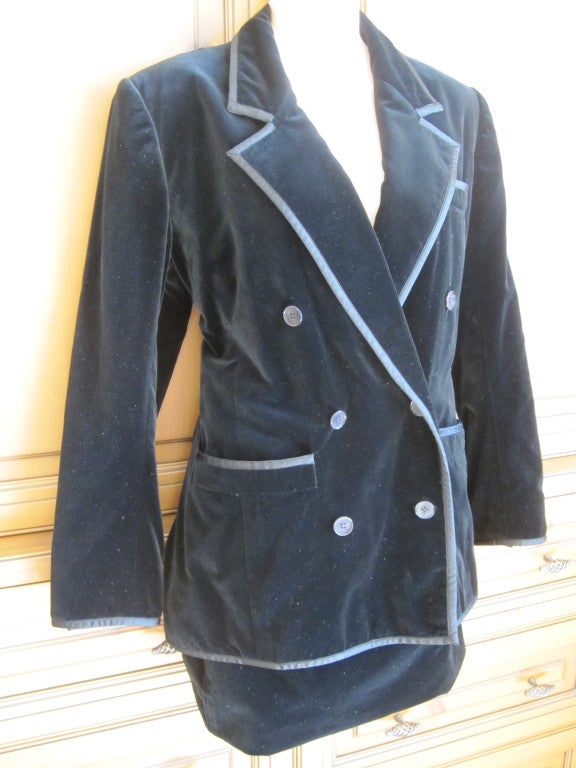 Yves Saint Laurent Vintage 70's black velvet suit