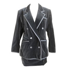 Yves Saint Laurent Retro 70's black velvet suit