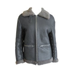 Azzedine Alaia leather shearling jacket  sz L