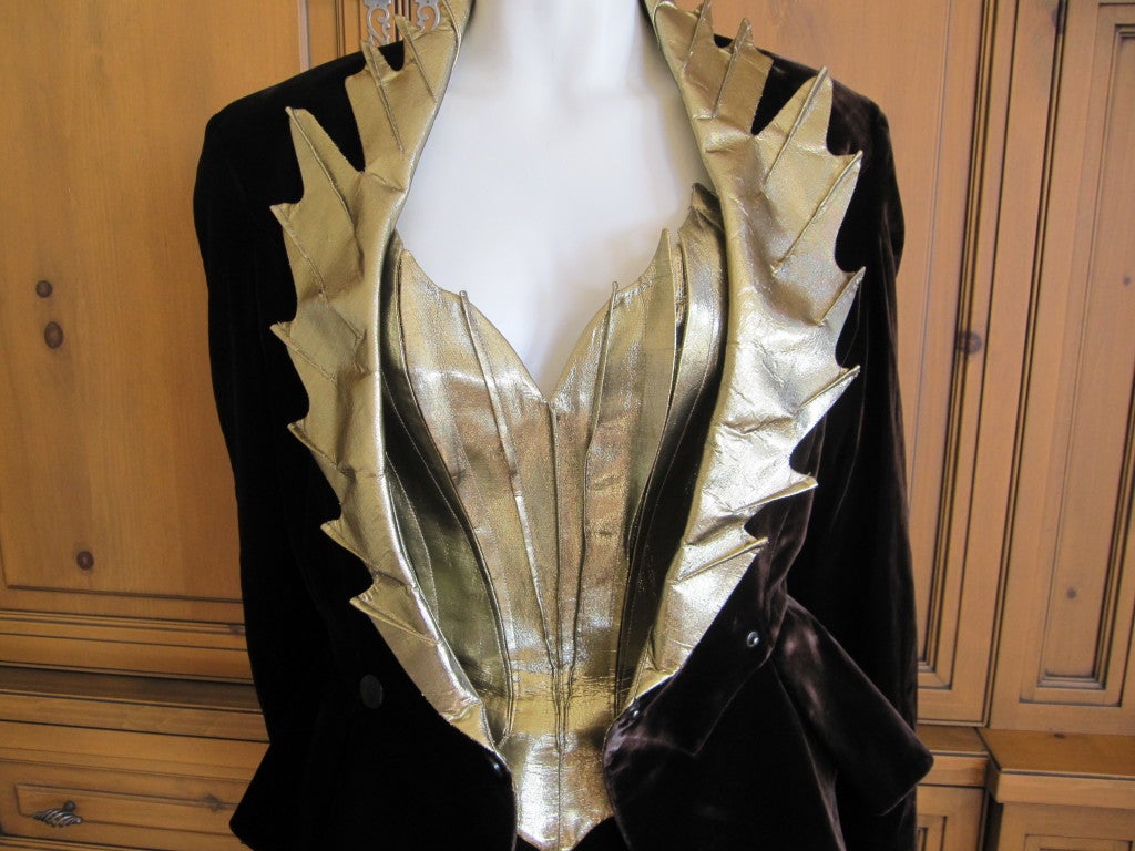 Women's Thierry Mugler vintage Flame suit gold and brown sz 38