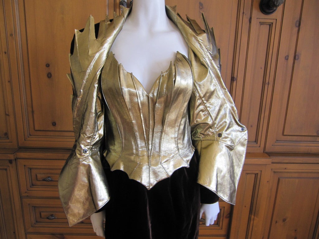 Thierry Mugler vintage Flame suit gold and brown sz 38 3