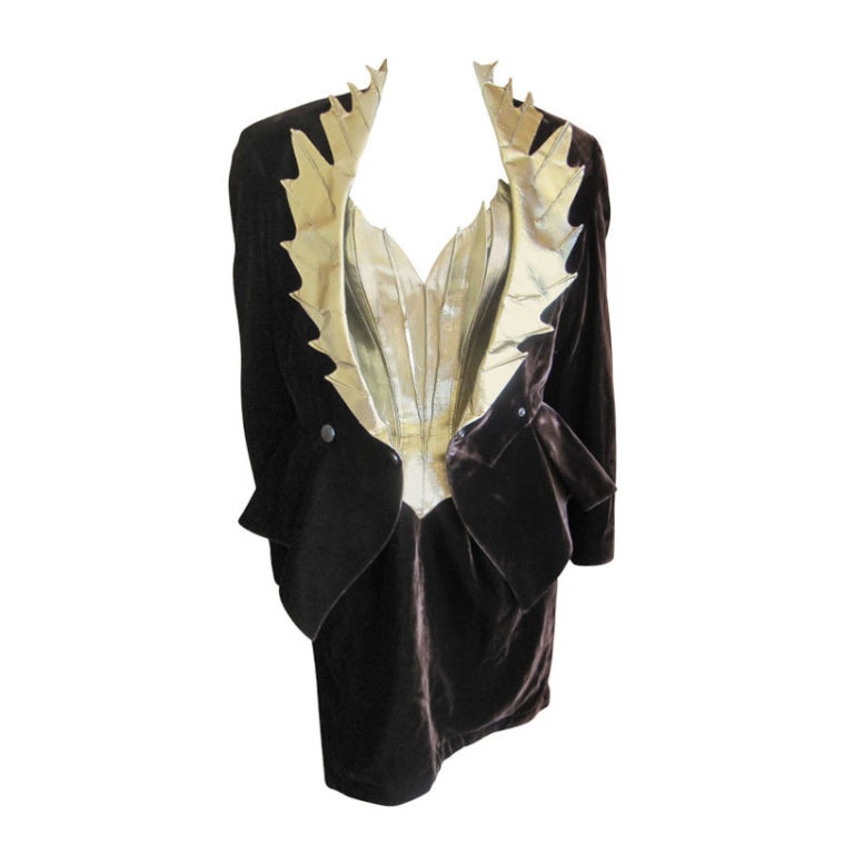 Thierry Mugler vintage Flame suit gold and brown sz 38