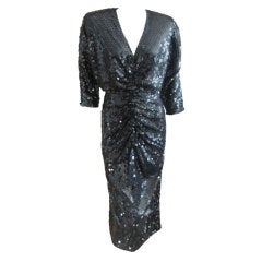 Sexy disco era sequin dress w keyhole back by Oleg Cassini