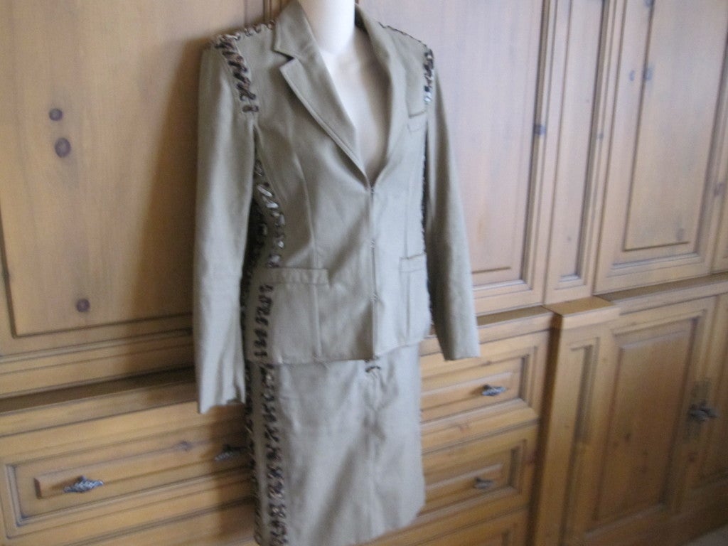 Women's YSL by Tom Ford iconic leopard  lace up skirt suit 2002 Mombasa