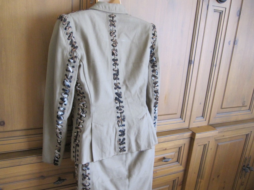 YSL by Tom Ford iconic leopard  lace up skirt suit 2002 Mombasa 1