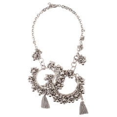 Christian Dior silver tone tasseled necklace