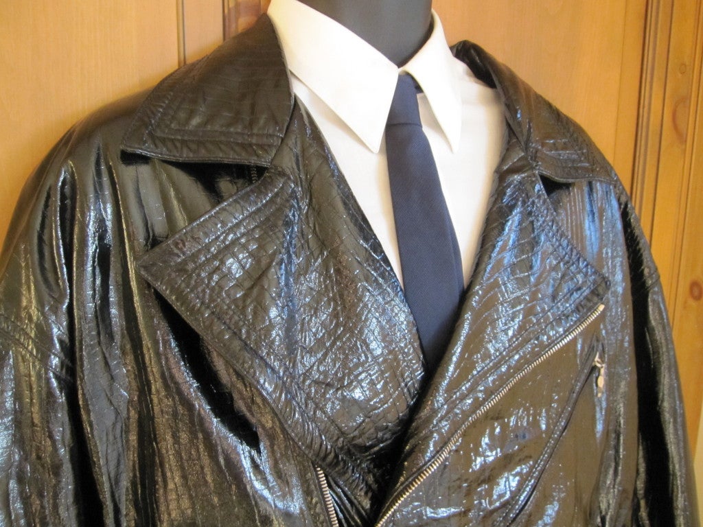 Gianni Versace 1984 Alligator emboss Patent leather Moto Jacket 1