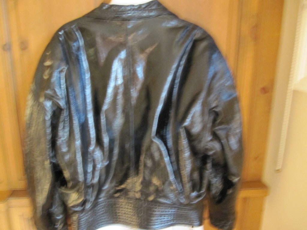 Gianni Versace 1984 Alligator emboss Patent leather Moto Jacket 4