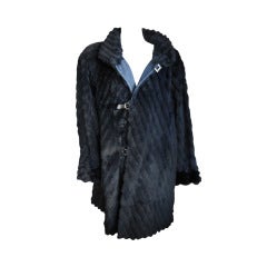 Retro Fendi for Bergdorf Goodman reversible sheared fur to Denim coat