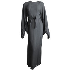 Ossie Clark romantic black crepe dress with poet sleeves