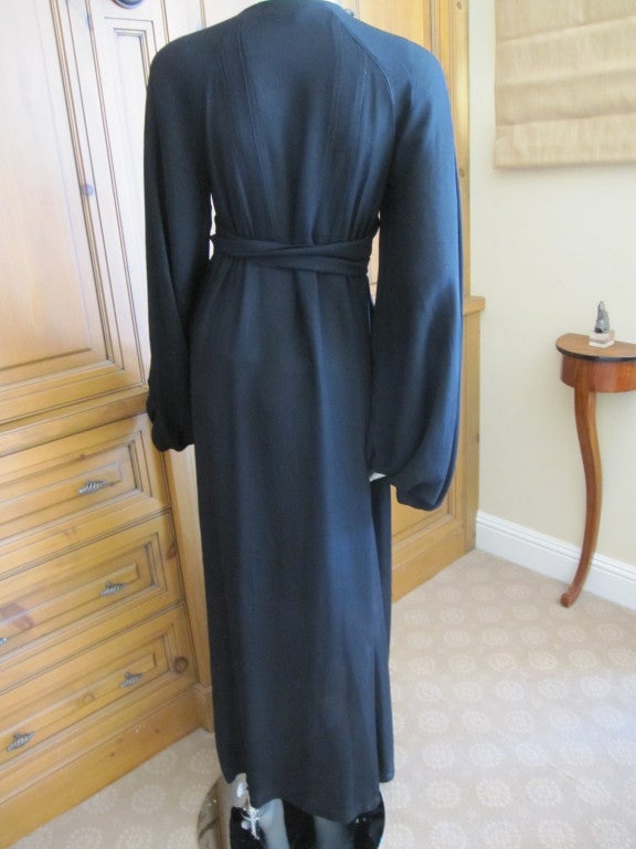 Ossie Clark romantic black crepe dress with poet sleeves 7