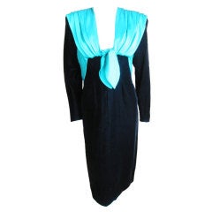 Jacqueline de Ribes elegant black velvet dress with silk draping