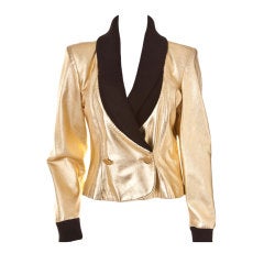 Yves Saint Laurent Rive Gauche vintage gold leather jacket