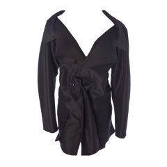Yohji Yamamoto black belted mohair / silk coat