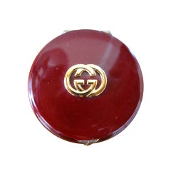 Gucci vintage red enamel pill box in  original suede GG pouch