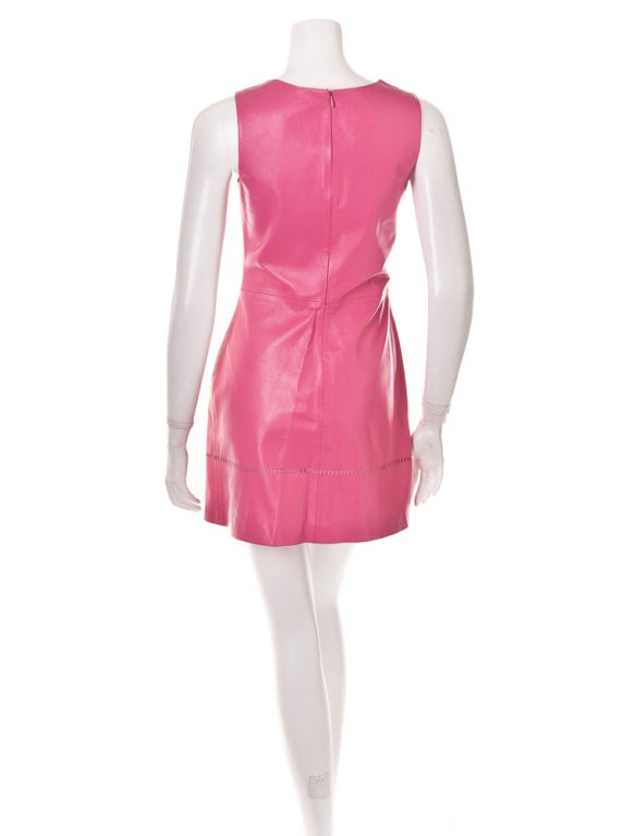 Women's Gianni Versace Vintage Versus pink leather perferated mini dress