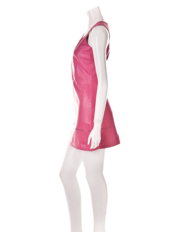 Gianni Versace Vintage Versus pink leather perferated mini dress 1