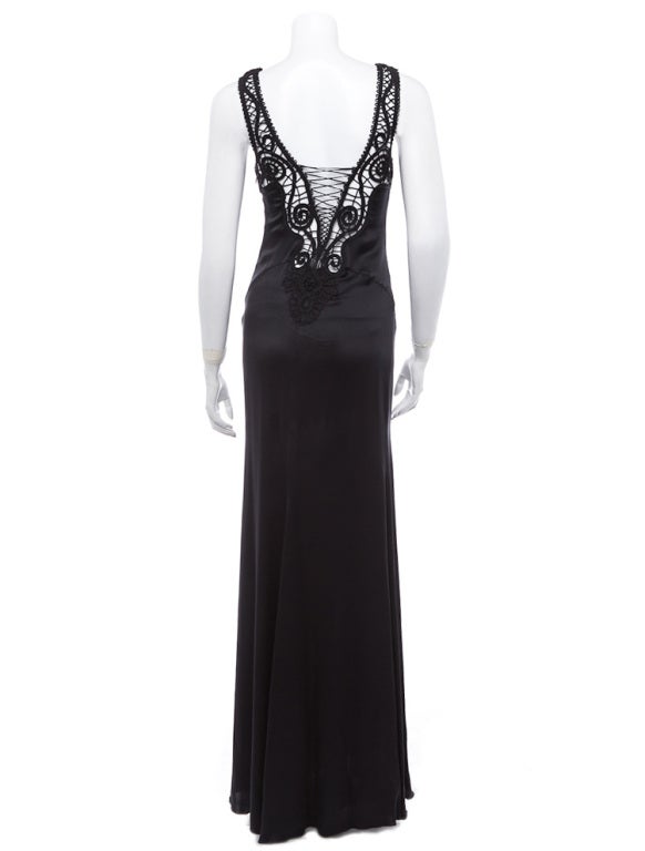 Gianni Versace wonderful black dress with sheer rope trim detail at 1stdibs