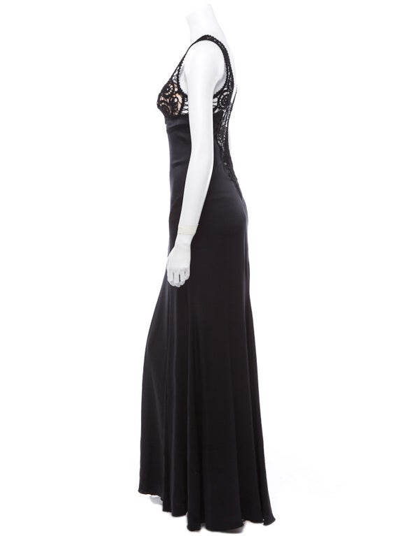 Gianni Versace wonderful black dress with sheer rope trim detail 1