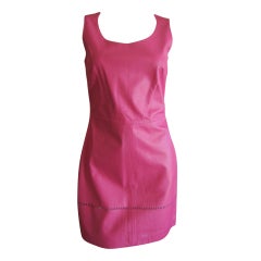 Gianni Versace Vintage Versus pink leather perferated mini dress