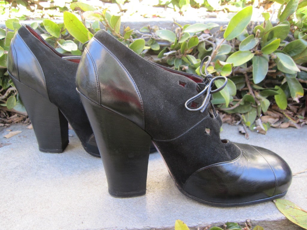 Vivienne Westwood 1993 leather and suede pumps
5