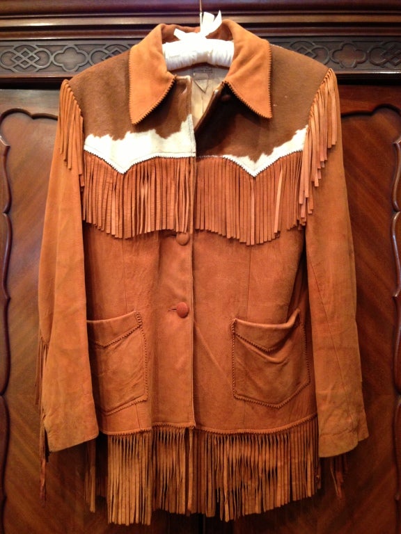 Levi's western wear fringed suede jacket with cowhide trim at 1stDibs ...